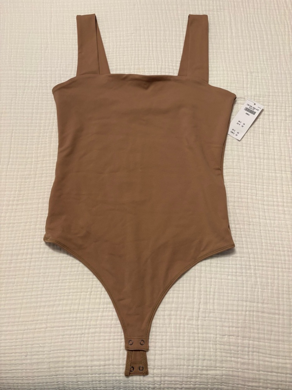 Abercrombie + Finch Square Neck Snap-Closure Bodysuit in Brown